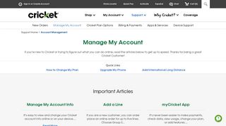 Manage My Account | Support | Cricket Wireless