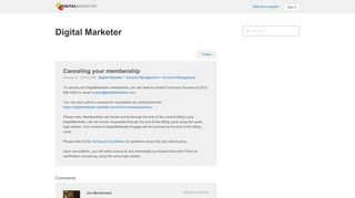Canceling your membership – Digital Marketer