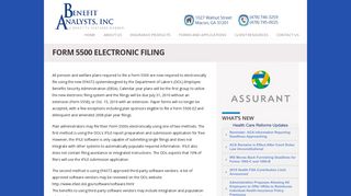 FORM 5500 ELECTRONIC FILING - Benefit Analysts IncBenefit ...