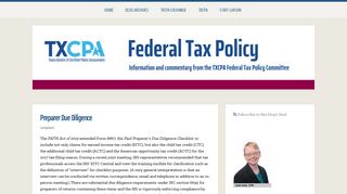 Preparer Due Diligence - TSCPA Federal Tax Policy Blog