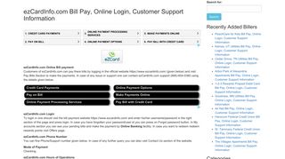ezCardInfo.com Bill Pay, Online Login, Customer Support Information