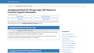 Amalgamated Bank Of Chicago Login, Bill Payment & Customer ...