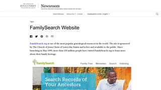 FamilySearch Website - Mormon Newsroom