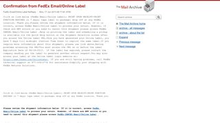 Confirmation from FedEx Email/Online Label - The Mail Archive