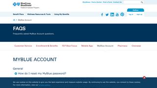 FAQs - MyBlue Account-Blue Cross and Blue Shield's ... - FEPBlue.org