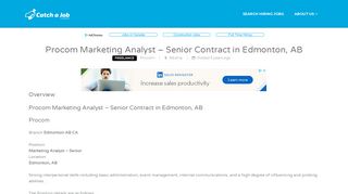 Procom Marketing Analyst – Senior Contract in Edmonton, AB - Catch ...