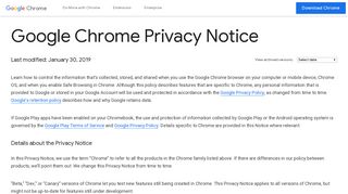 Chrome Browser - Privacy Policy - Google