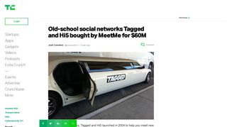Old-school social networks Tagged and Hi5 bought by MeetMe for $60 ...