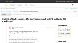 Evo 3D is officially supported for boot loader unl... - Sprint Community