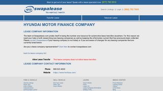 Hyundai Motor Finance Company lease transfer information