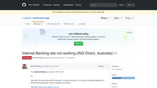 Internet Banking site not working (ING Direct, Australia) · Issue #4 ...