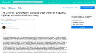 (PDF) The Grenfell Tower atrocity: Exposing urban worlds of inequality ...