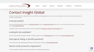 Contact Information and General Inquiry for Insight Global