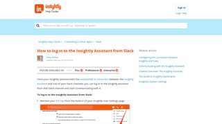 How to log in to the Insightly Assistant from Slack – Insightly Help Center