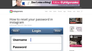 How to reset your password in instagram | Instagramers.com