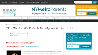 This Weekend's Kids & Family Activities in Bronx - NYMetroParents
