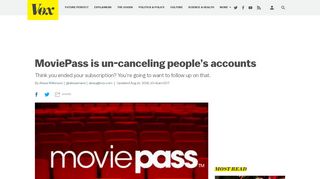MoviePass subscription cancellations: the company is un-canceling ...