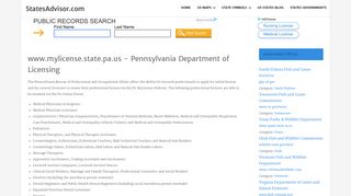 www.mylicense.state.pa.us - Pennsylvania Department of Licensing ...