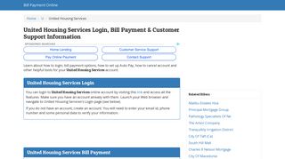 United Housing Services Login, Bill Payment & Customer Support ...