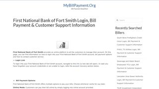 First National Bank of Fort Smith Login, Bill Payment & Customer ...