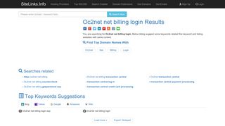 Oc2net net billing login Results For Websites Listing - SiteLinks.Info