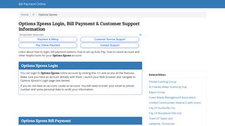 Options Xpress Login, Bill Payment & Customer ... - Bill Payment Online