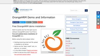 OrangeHRM Demo Site » Try OrangeHRM without installing it