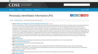 Personally Identifiable Information (PII) - CDSE