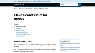 Make a court claim for money - GOV.UK