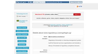 Website https://www.regulatoryu.com/cgi/login.cgi ... - Open Directory