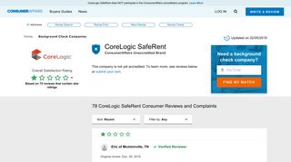 Top 78 Reviews and Complaints about CoreLogic SafeRent