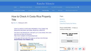 How to Check A Costa Rica Property Title - Rancho Silencio