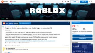 Forgot my Roblox password on Xbox one. Unable to get my account on ...