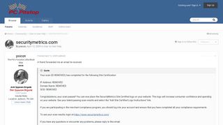 securitymetrics.com - User to User Help - PC Pitstop Forums
