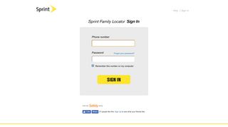 Welcome to Sprint Family Locator : Sign In