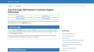 Toys R Us Login, Bill Payment & Customer ... - Bill Payment Online