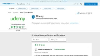 Top 56 Reviews and Complaints about Udemy - ConsumerAffairs.com