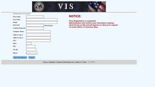 New User Registration - FSC VIS Login
