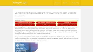 Vonage login SignIn Account @ www.vonage.com website