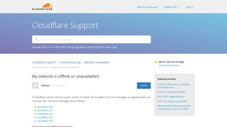 My website is offline or unavailable? – Cloudflare Support