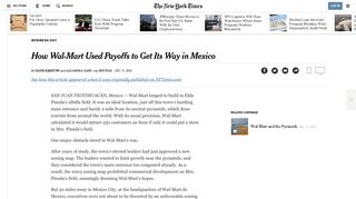 How Wal-Mart Used Payoffs to Get Its Way in Mexico - The New York ...