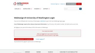 WebAssign @ University of Washington Login