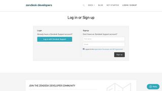 Log in or Sign up - Zendesk Developer Portal