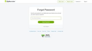 Forgot Password? - ZipRecruiter