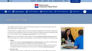 Applying for College : Dallas County Community College District