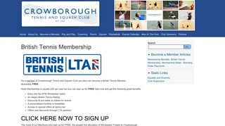 British Tennis Membership - Crowborough Tennis, Squash ...