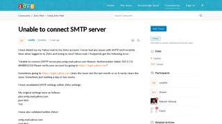 Unable to connect SMTP server - Zoho Cares