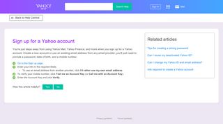 Sign up for a Yahoo account | Yahoo Help - SLN2056