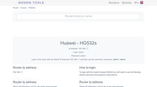 Huawei HG532s Default Router Login and Password - Modem.Tools