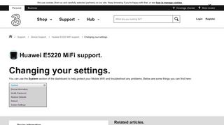 Huawei E5220 MiFi support - Changing your settings. - Three